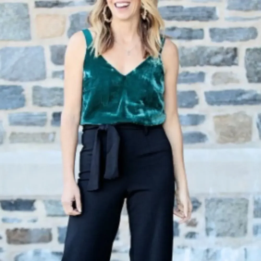 NWT J. Crew Velvet Emerald Green Tank Top V-neck Dressy Blouse Small